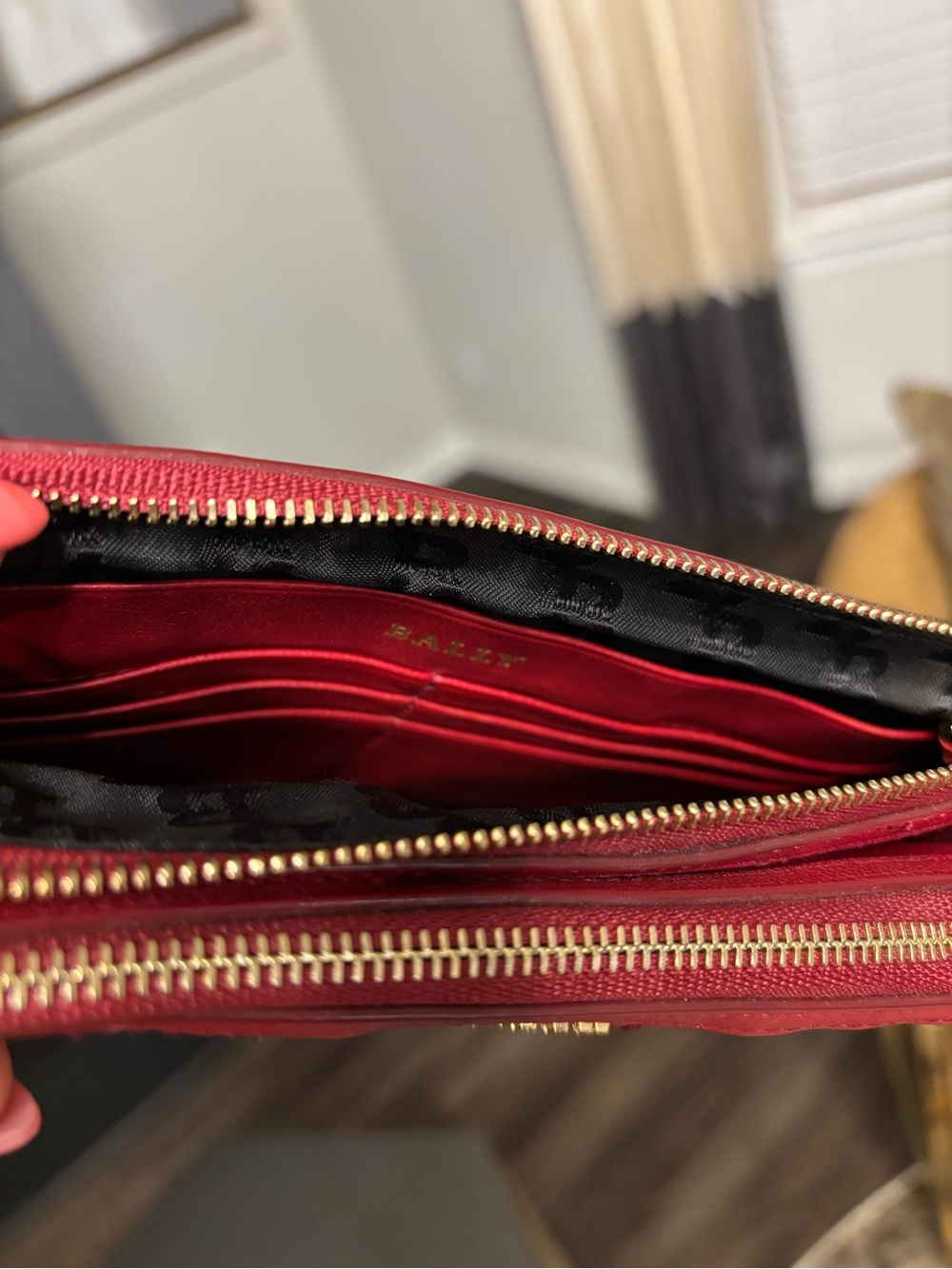 Bally Red Quilted Leather Crossbody with Signature Stripe - Picture 5 of 5